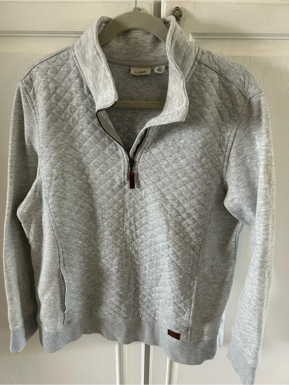 L.L. Bean Men's Quilted Zip-Up Pullover - Light Gray
